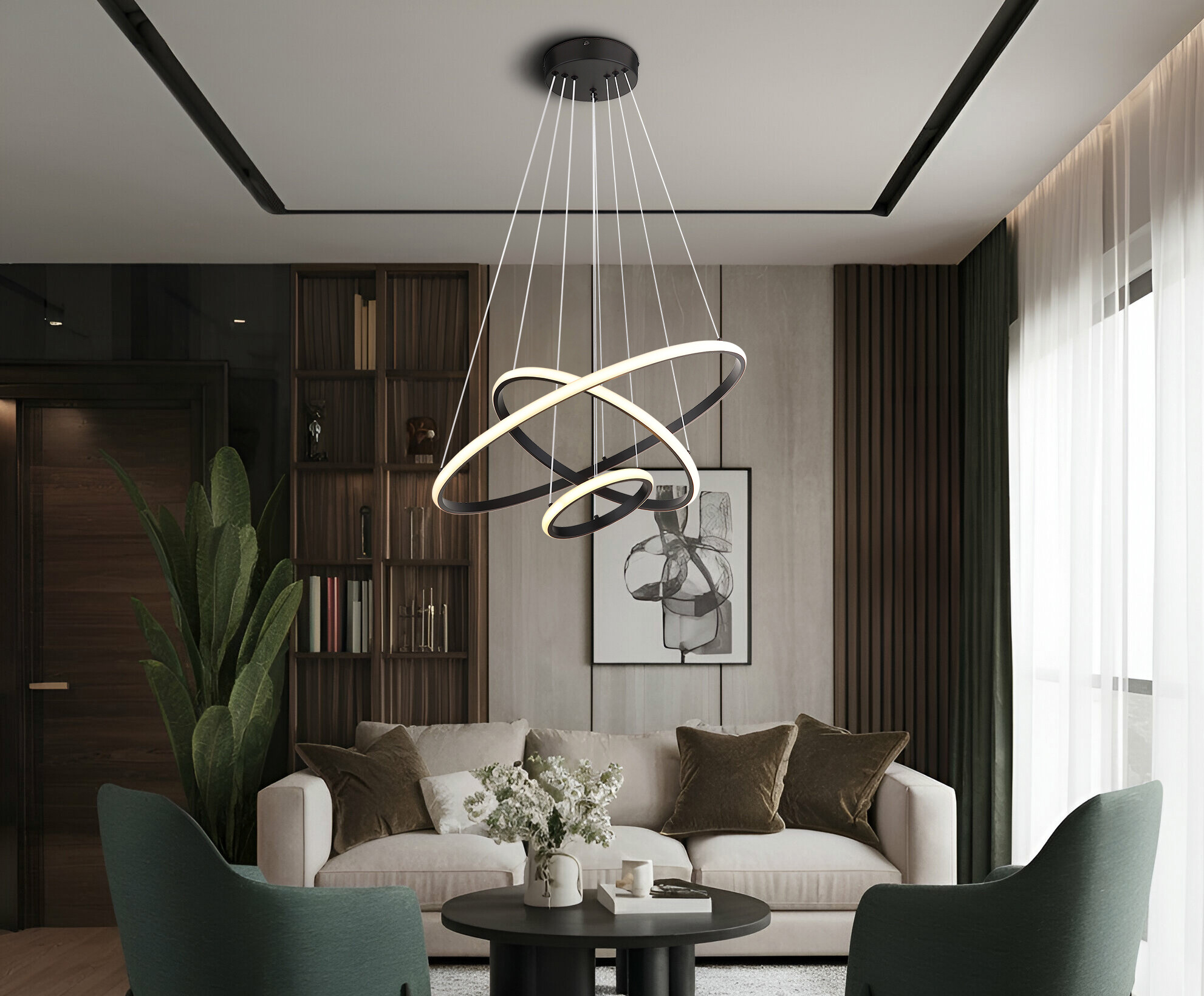 LED-Pendelleuchte Metall Kunststoff H/D: ca. 105x60 cm