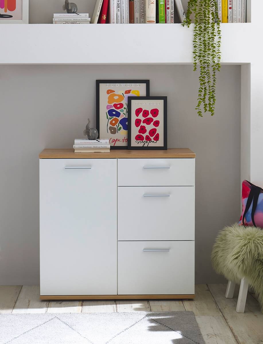 Kommode BC 1035 weiß Eiche Artisan Nachbildung B/H/T: ca. 96x86x38 cm