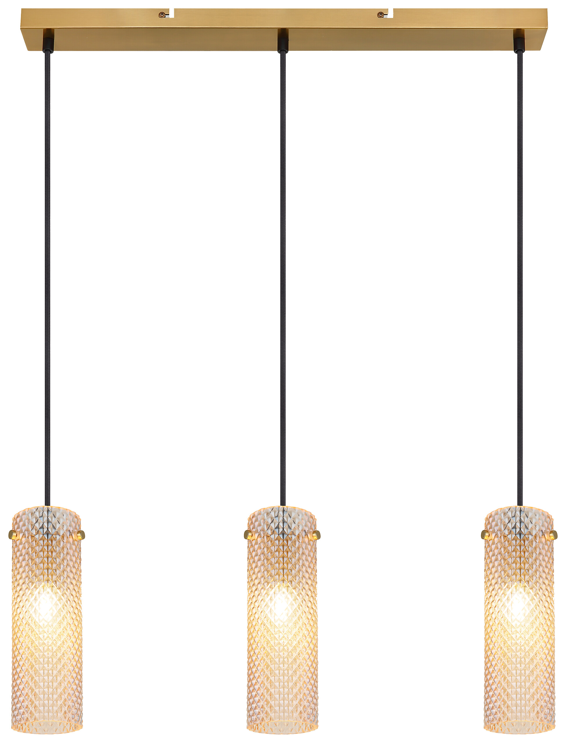 GLOBO Pendelleuchte amber gold Metall Glas B/H/T/L: ca. 8x120x65x65 cm E14 3 Brennstellen