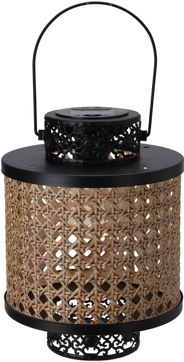 Solarlaterne schwarz Metall B/H/L: ca. 21x18x24 cm