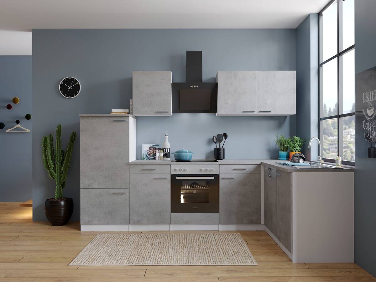 Respekta Winkelküche Malia Beton Optik B/H/T: ca. 280x200x172 cm