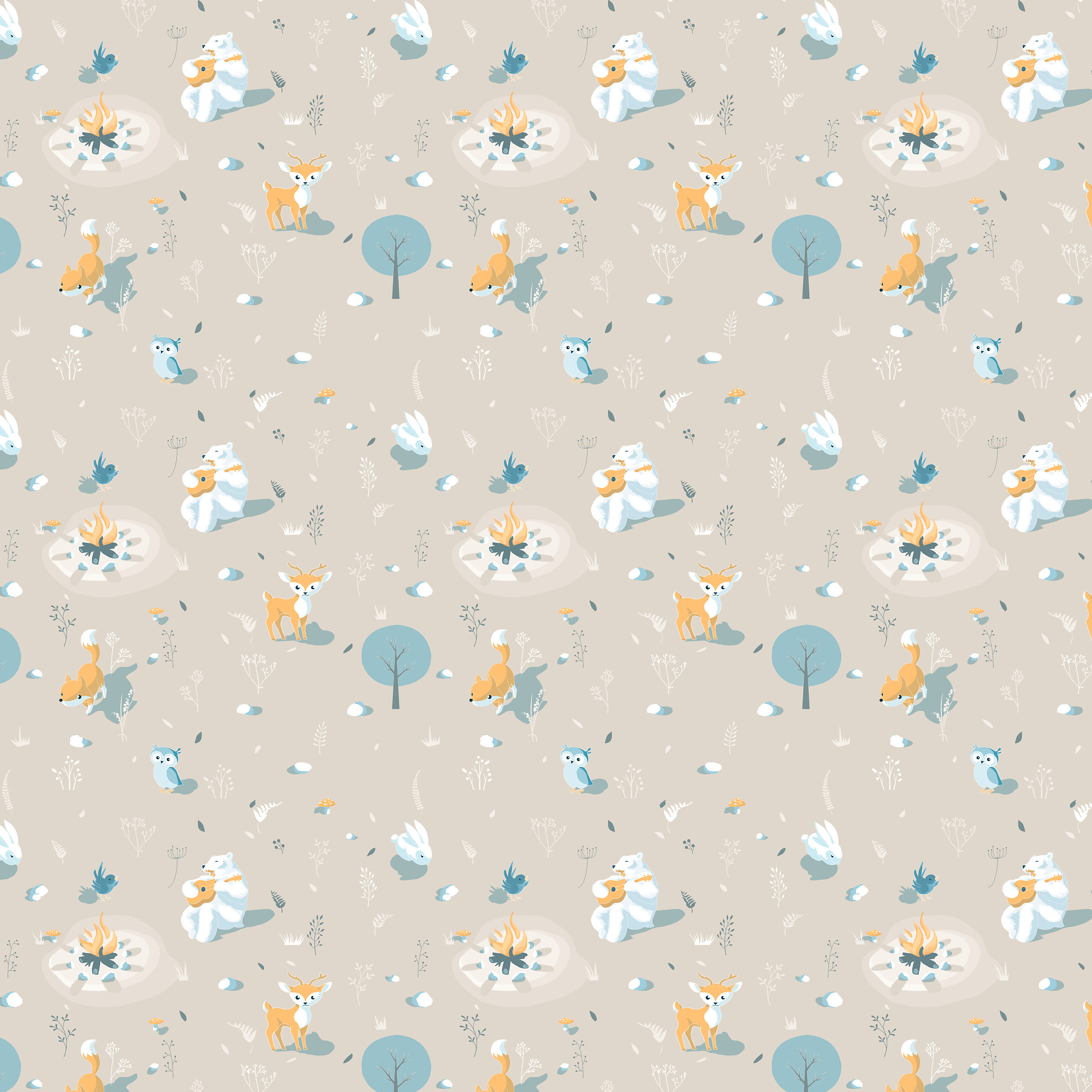 UGEPA Vliestapete Waldtiere beige bunt B/L: ca. 53x1005 cm