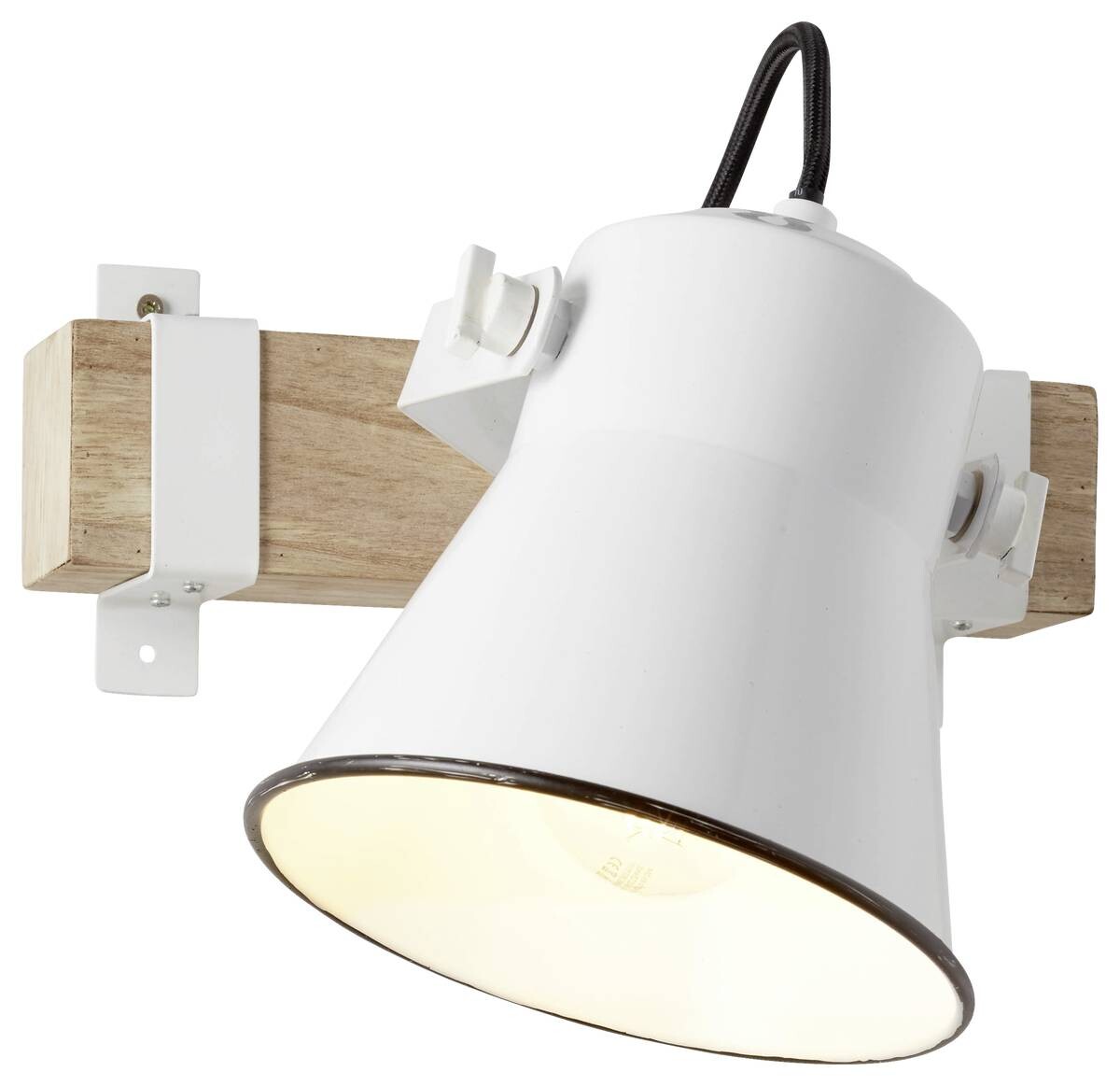 Brilliant Spot Plow weiß natur Metall Holz B/H/T: ca. 17x24x25 cm E27 1 Brennstellen