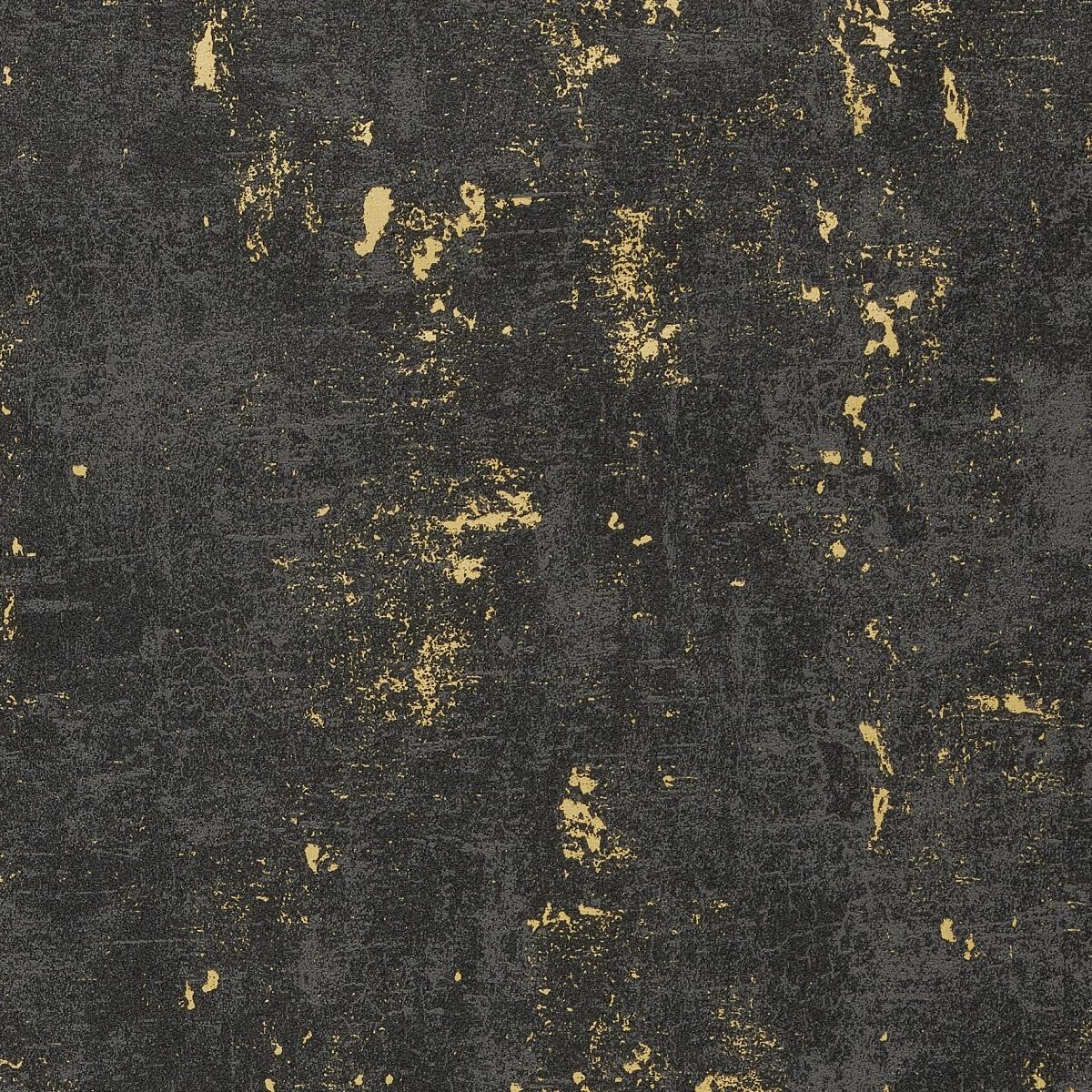 Vliestapete Betonoptik schwarz gold B/L: ca. 53x1005 cm