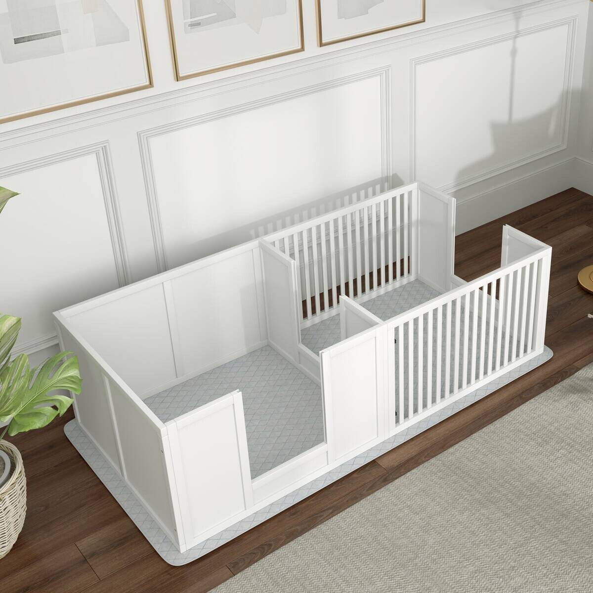 PawHut Welpen-Wurfkiste weiß MDF B/H/L: ca. 80x50x166 cm