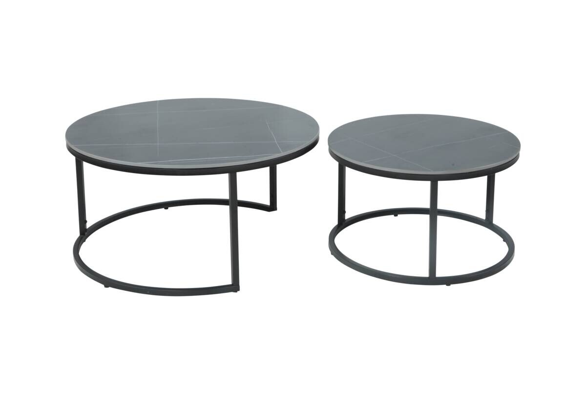 Hela Couchtisch Luis II grau Marmoroptik schwarz Metall Stein H/D: ca. 41x80 cm