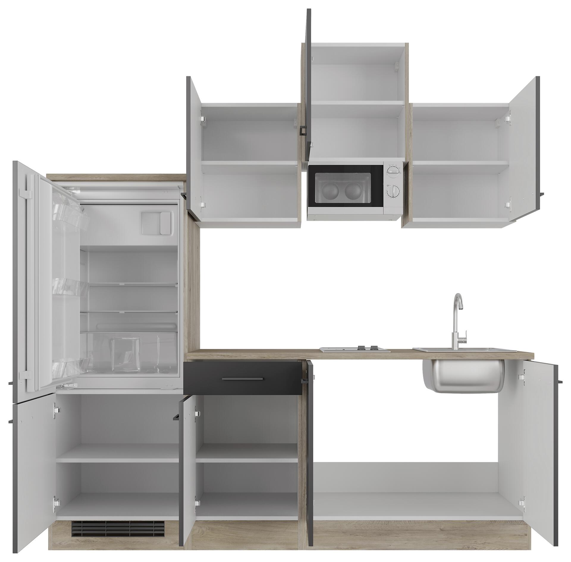 Küchenblock Capri schwarz matt B/H/T: ca. 210x226x60 cm