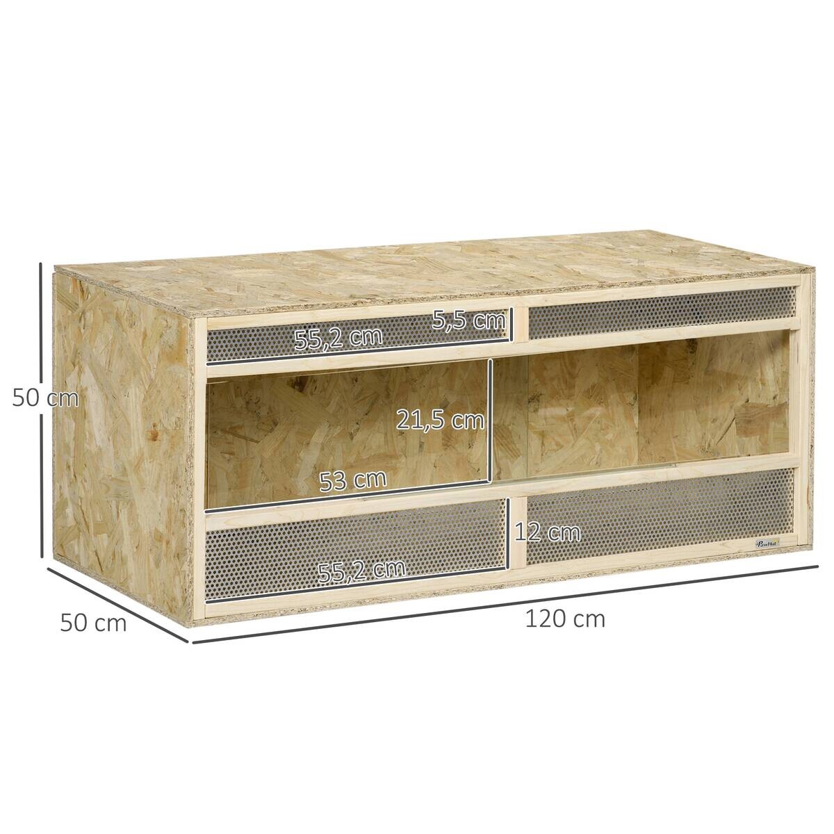 PawHut Holz-Terrarium natur Holz B/H/L: ca. 50x50x120 cm