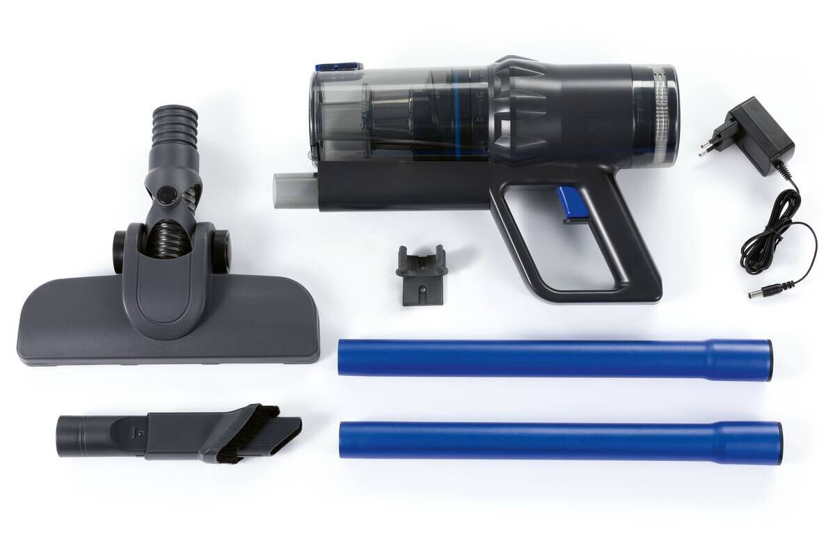 CLEANmaxx Akku-Staubsauger blau grau B/H/L: ca. 18,1x24,5x39,5 cm