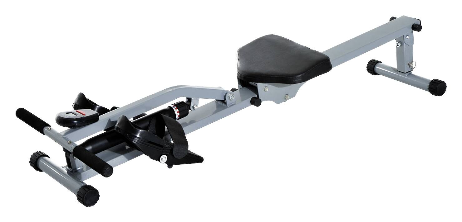 HOMCOM Ruderzugmaschine grauschwarz Stahl B/H/L: ca. 67,5x67x130 cm