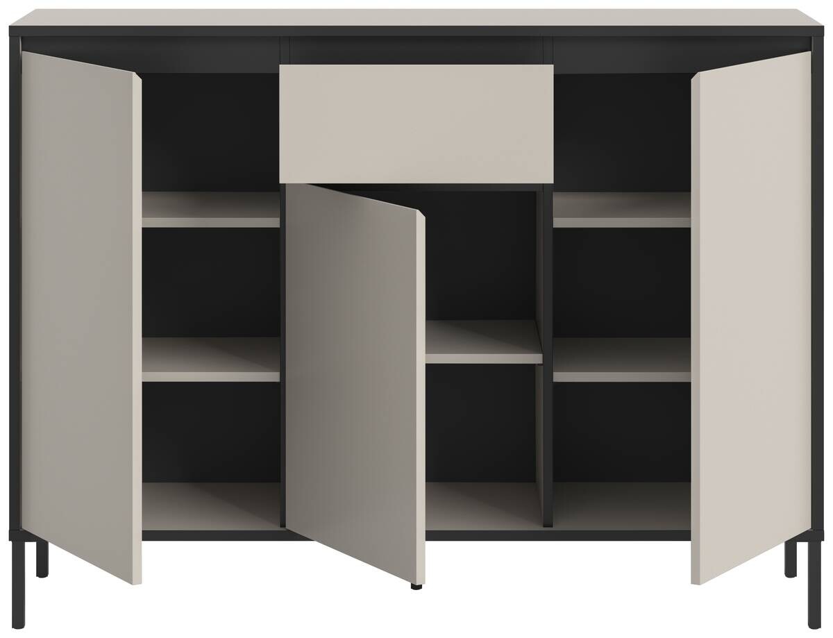 Kommode Tron Kaschmirgrau Nachbildung schwarz B/H/T: ca. 136x101x38 cm