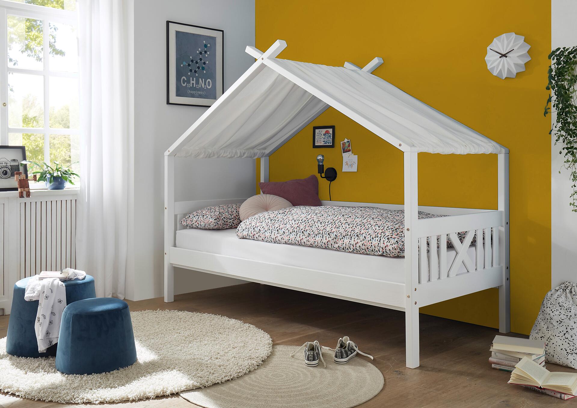 Himmelbett Susa kiefer weiß Liegefläche B/L: ca. 90x200 cm