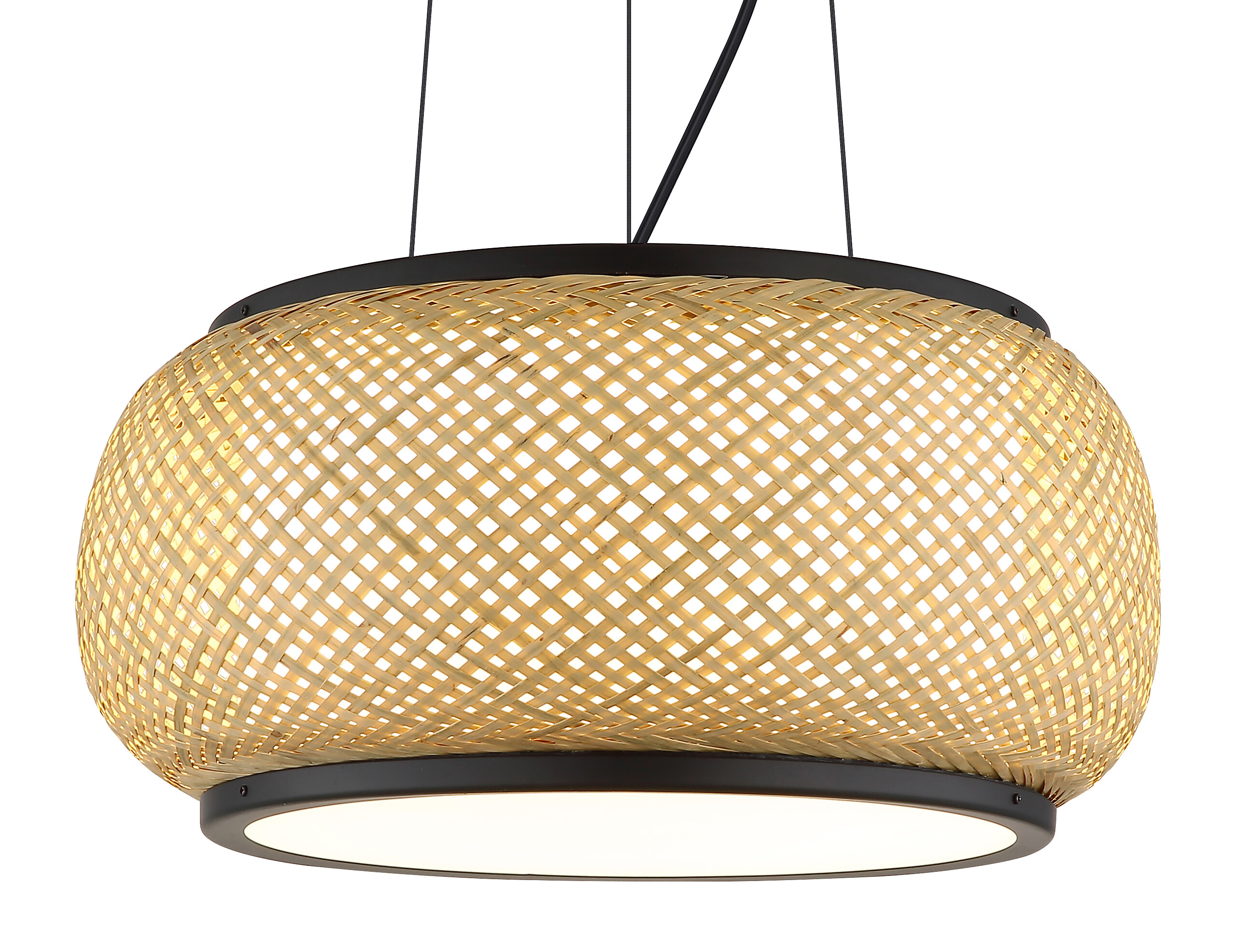 GLOBO Pendelleuchte natur mattschwarz Bambus Metall H/D: ca. 120x38 cm 1.0 Brennstellen