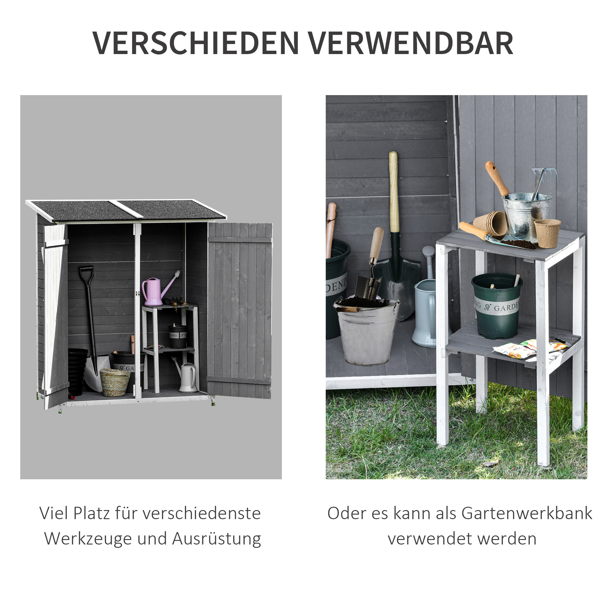 Outsunny Gartenhaus grau B/H/T: ca. 139x160x75 cm