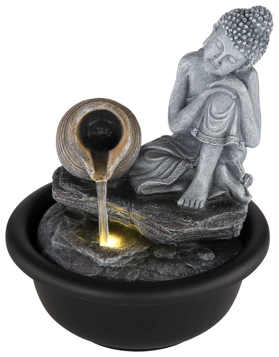 GLOBO LED-Brunnen Fontana grau Kunststoff H/D: ca. 19x16 cm 1 Brennstellen
