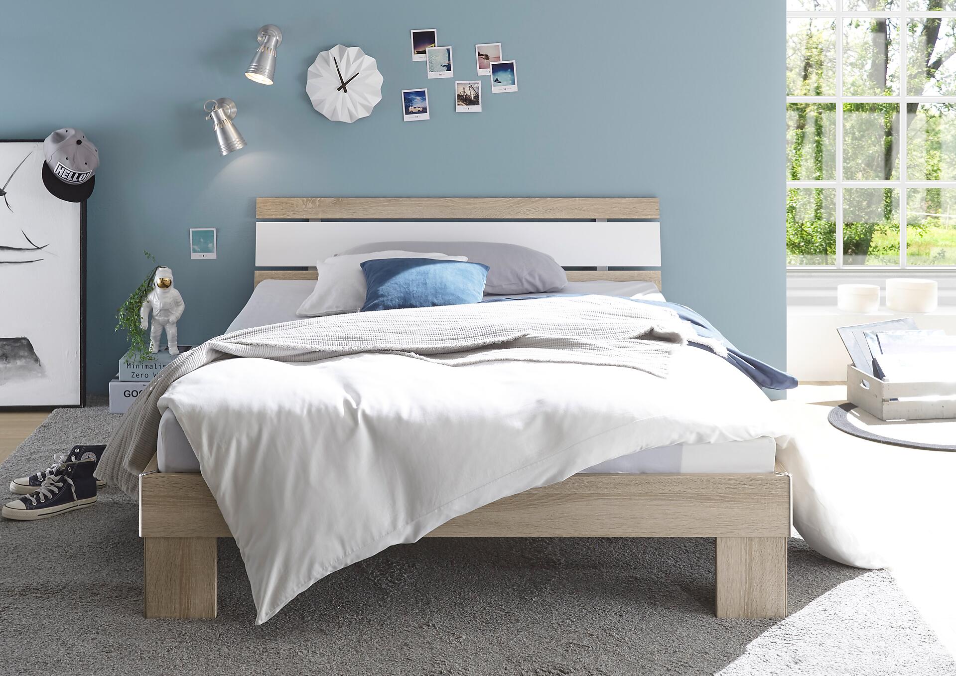 Futonbett Lyon Eiche Sonoma Nachbildung weiß Liegefläche B/L: ca. 140x200 cm