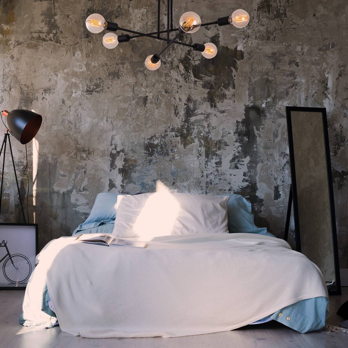 Opviq Deckenleuchte Flower schwarz Eisen B/H/T/L/D: ca. 64x30x64x64x64 cm E27 6 Brennstellen