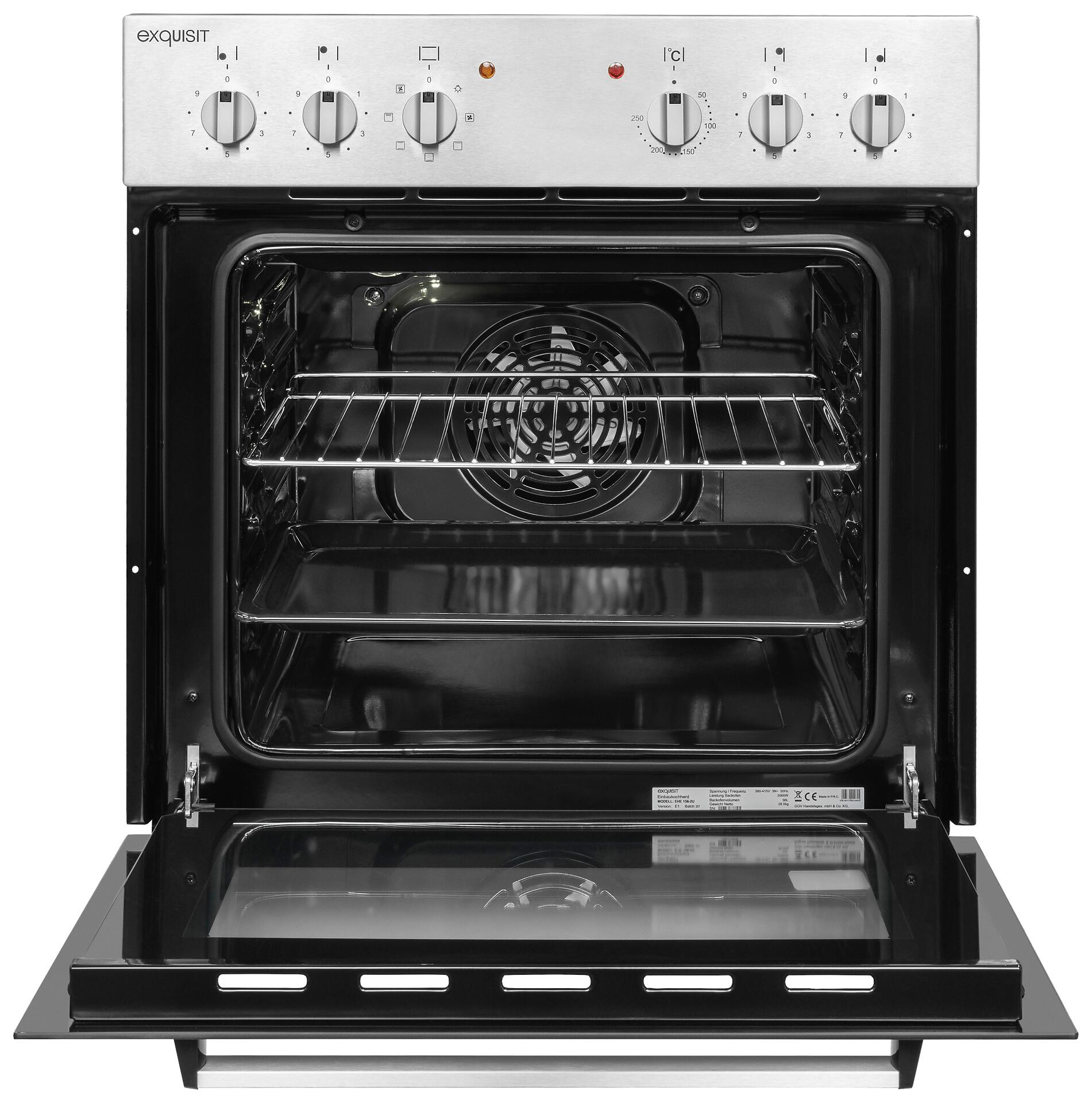 exquisit Einbauherdset EHE 156-2.1 UBZ schwarz B/H/T: ca. 59,5x59,5x53 cm