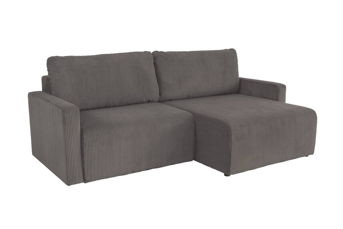 Ecksofa mit Bettfunktion und Bettkasten dunkelgrau Microfaser B/H/T: ca. 227x92x146 cm