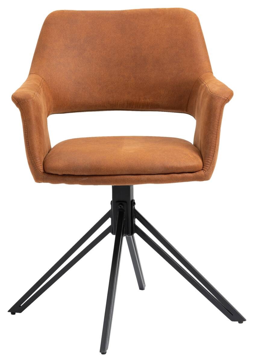 Stuhl ESTELLE 2er-Set braun Vintage schwarz Stoff Metall B/H/T: ca. 57x84x61 cm