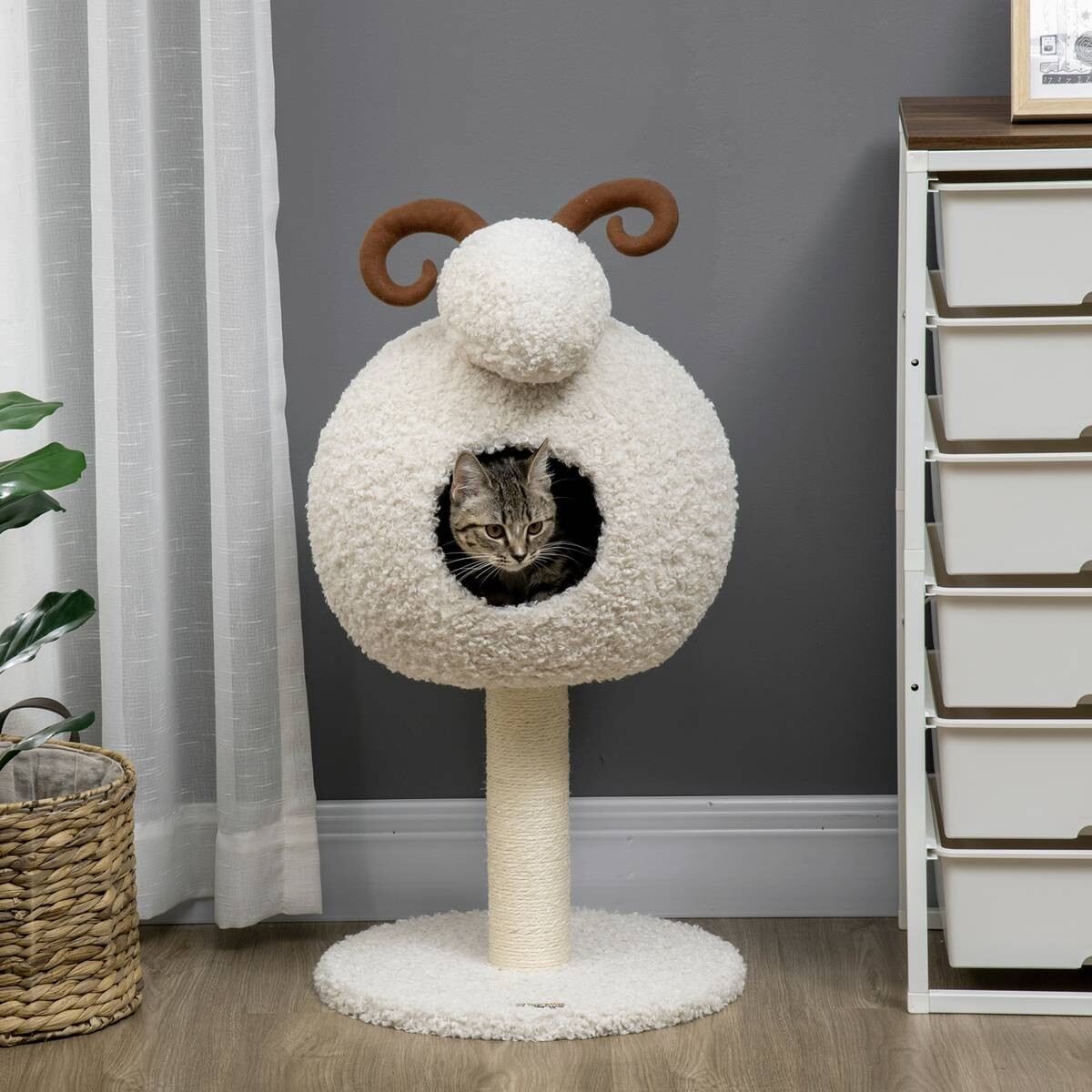 PawHut Kratzbaum cremeweiß Polyester B/H/L: ca. 40x80x40 cm