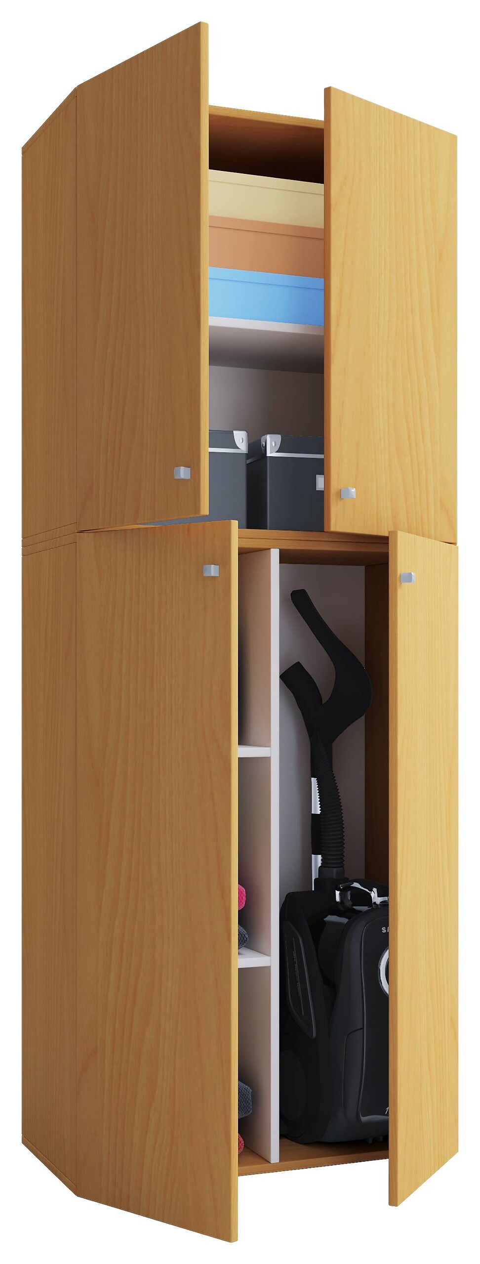 Putzschrank Lona XXL Putzschrank buche Nachbildung weiß B/H/T: ca. 70x182x39 cm