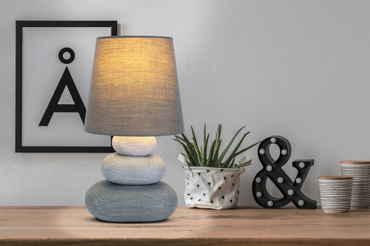 Näve Leuchten Tischleuchte 3045216 grau Keramik B/H/T: ca. 16x31x16 cm E14 1 Brennstellen