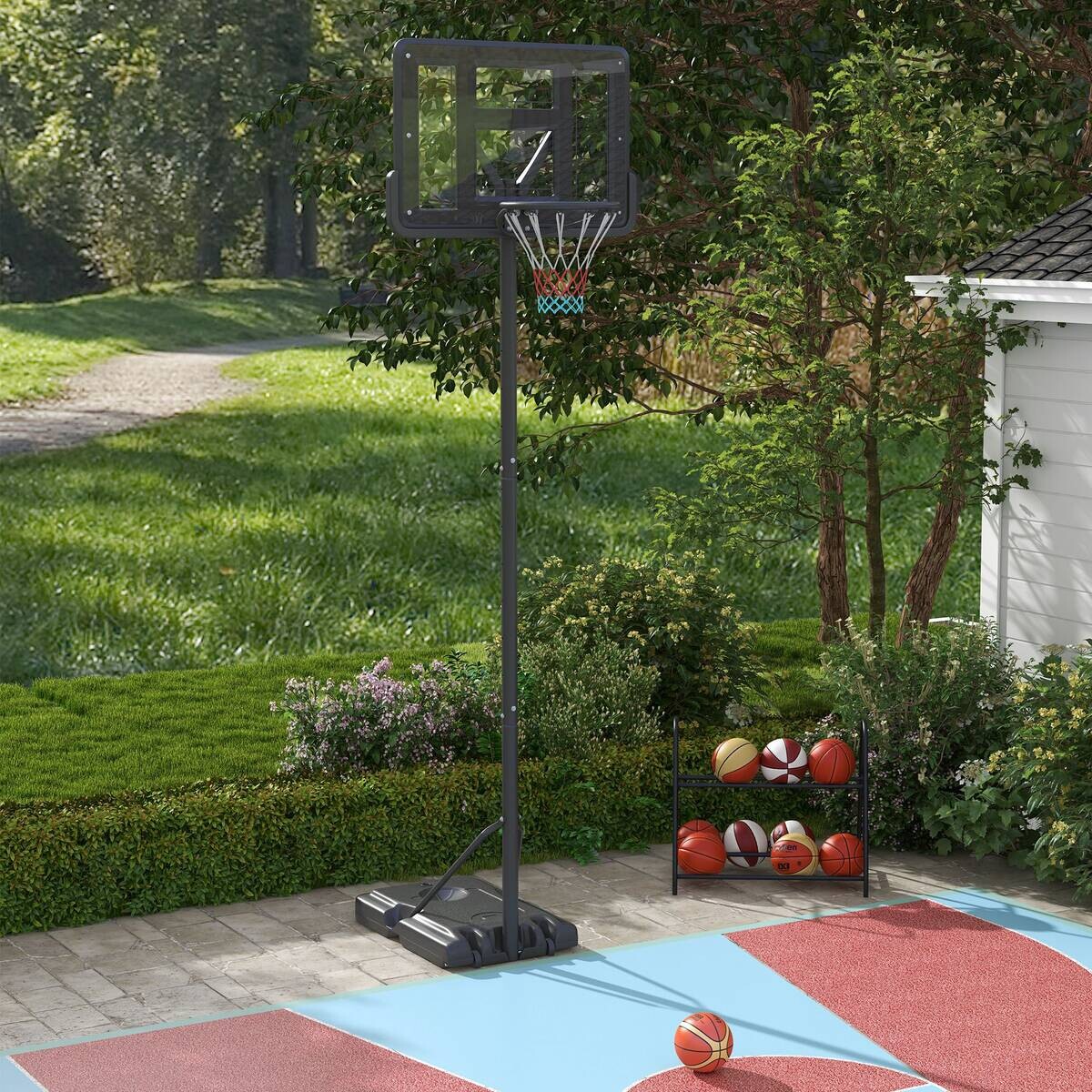 SPORTNOW Basketballkorb schwarz B/H/L: ca. 60x90x370 cm