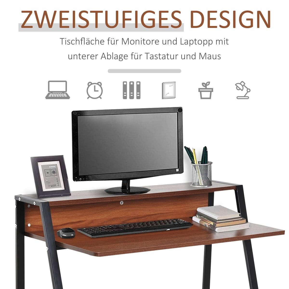 Schreibtisch 836-055 walnuss Nachbildung schwarz B/H/T: ca. 84x85x45 cm