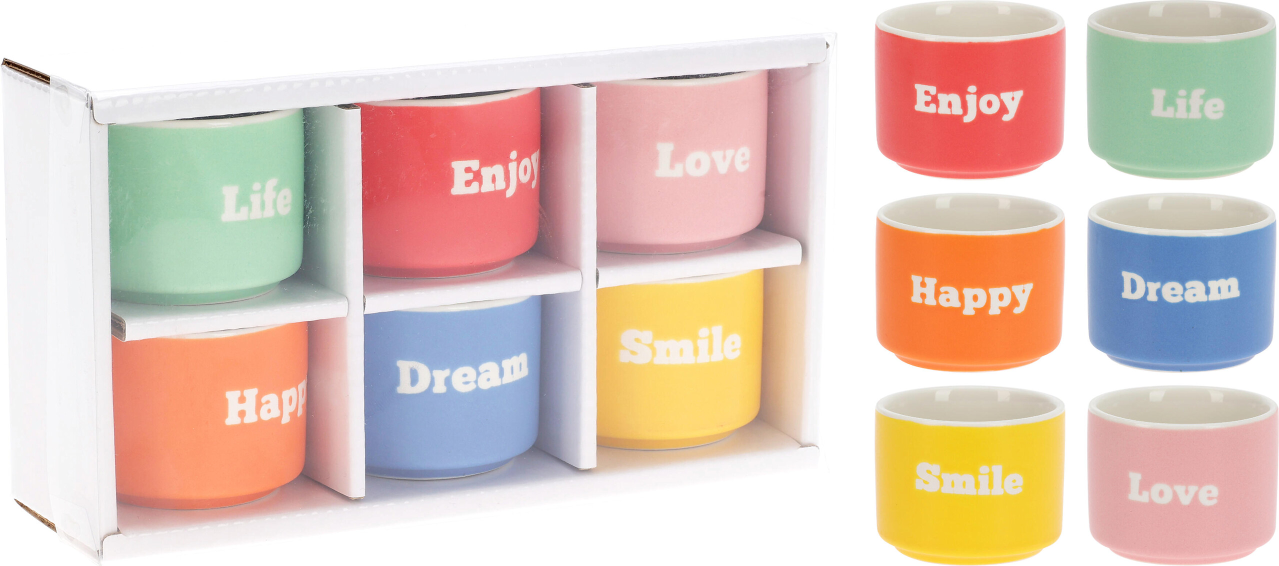 Becherset mehrfarbig Porzellan 6 tlg.