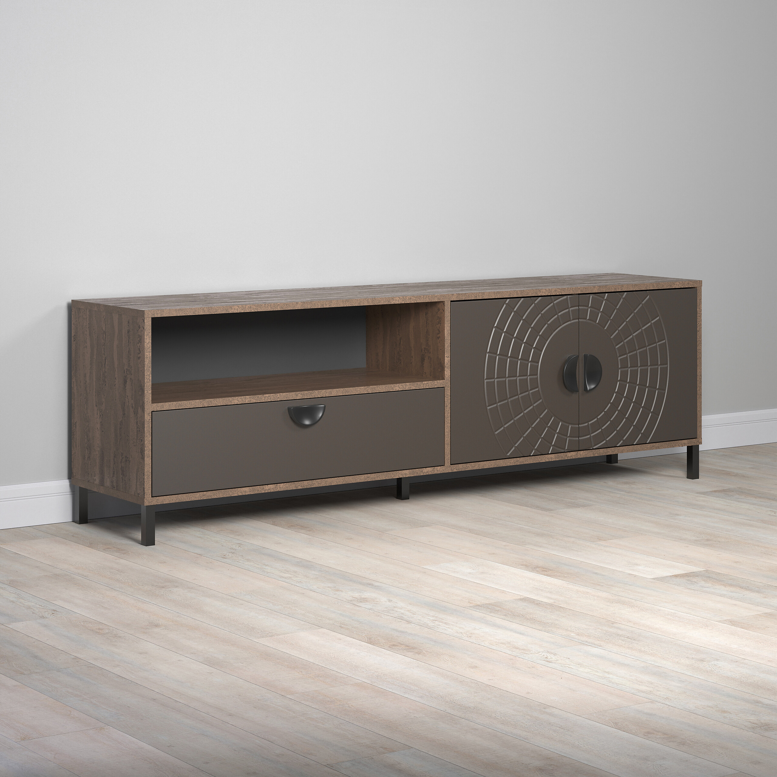 Lowboard Fusion Eiche dunkel Nachbildung bronze Optik B/H/T: ca. 183x55x40 cm