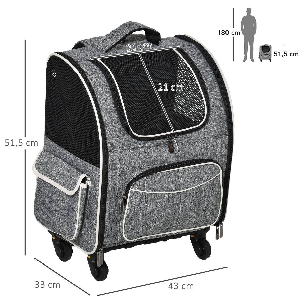 PawHut Tragetasche für Haustiere schwarz Polyester B/H/L: ca. 33x51,5x43 cm