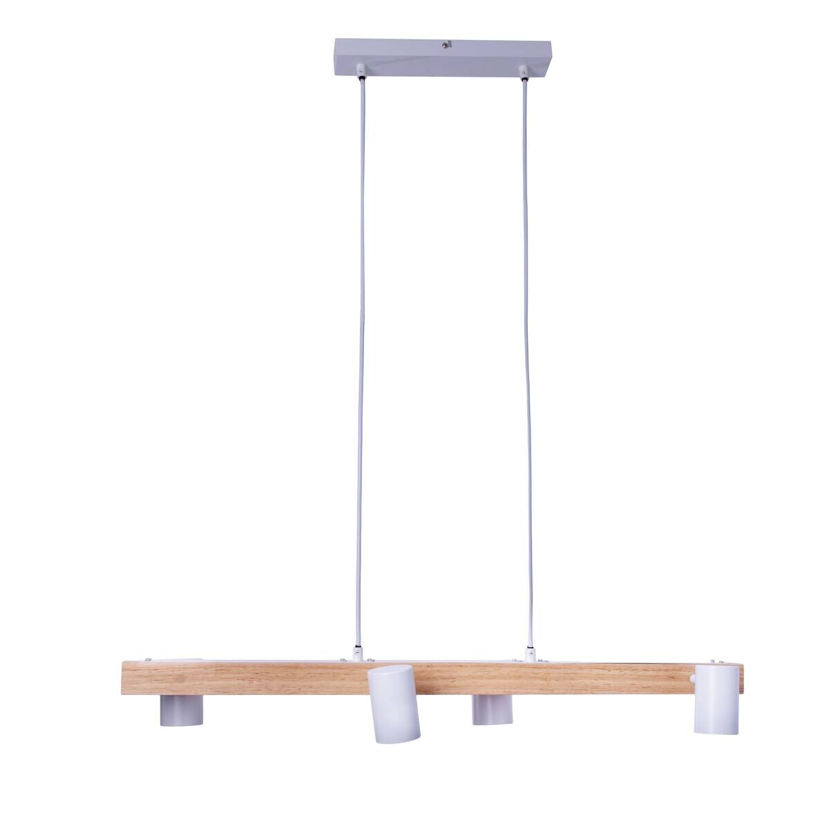 Näve Leuchten Pendelleuchte 7094523 weiß Metall Holz B/H/T: ca. 24x120x80 cm GU10 4 Brennstellen