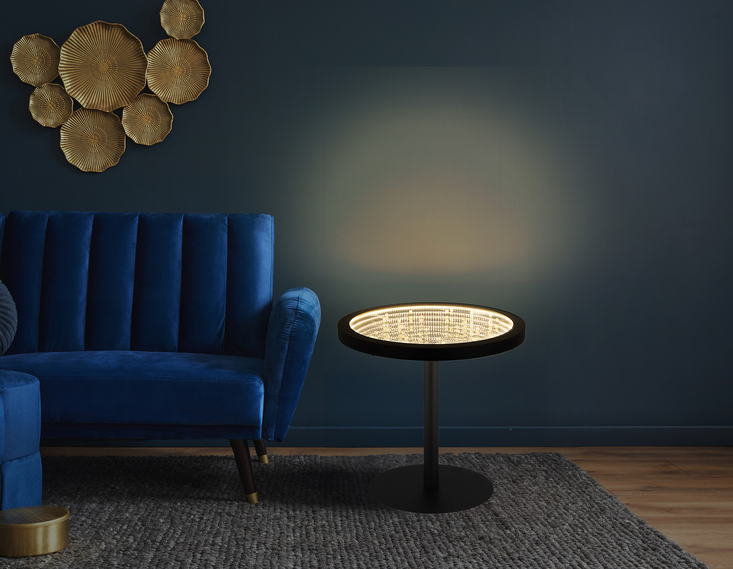 GLOBO LED-Stehleuchte schwarz Glas Metall H/D: ca. 47,5x50 cm 1 Brennstellen