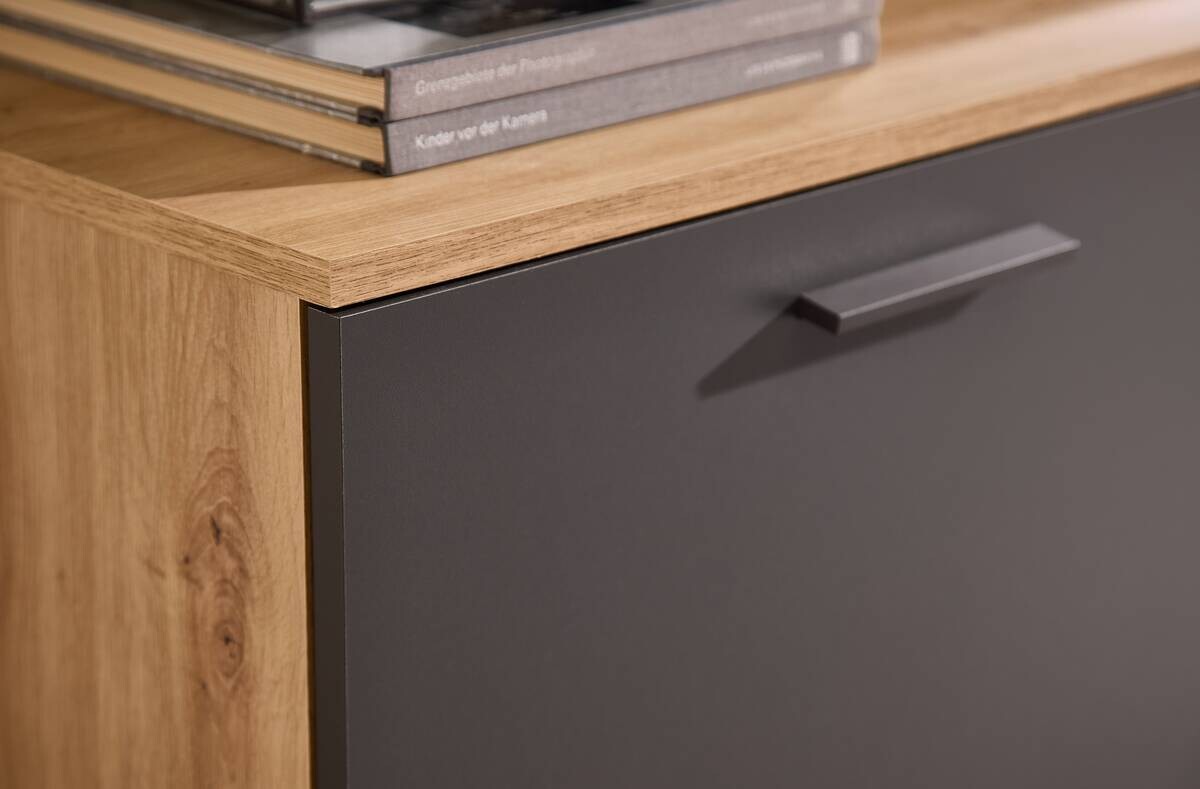 Wohnwand Heathrow Eiche Artisan Nachbildung anthrazit B/H/T: ca. 250x135x38 cm