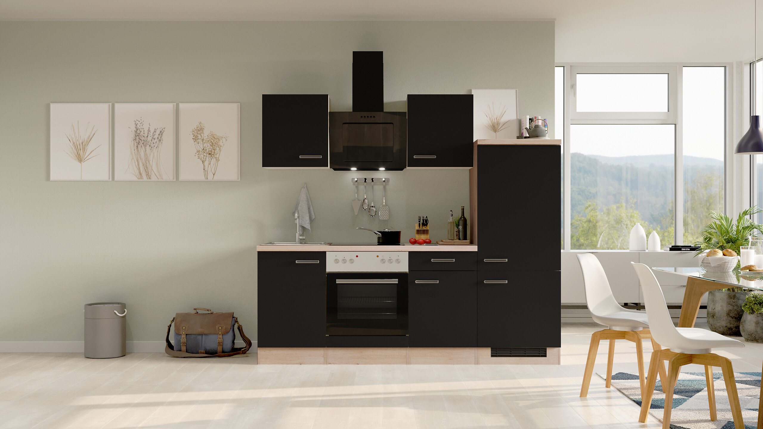 Küchenblock Elva anthrazit strukturiert B/H/T: ca. 220x200x60 cm