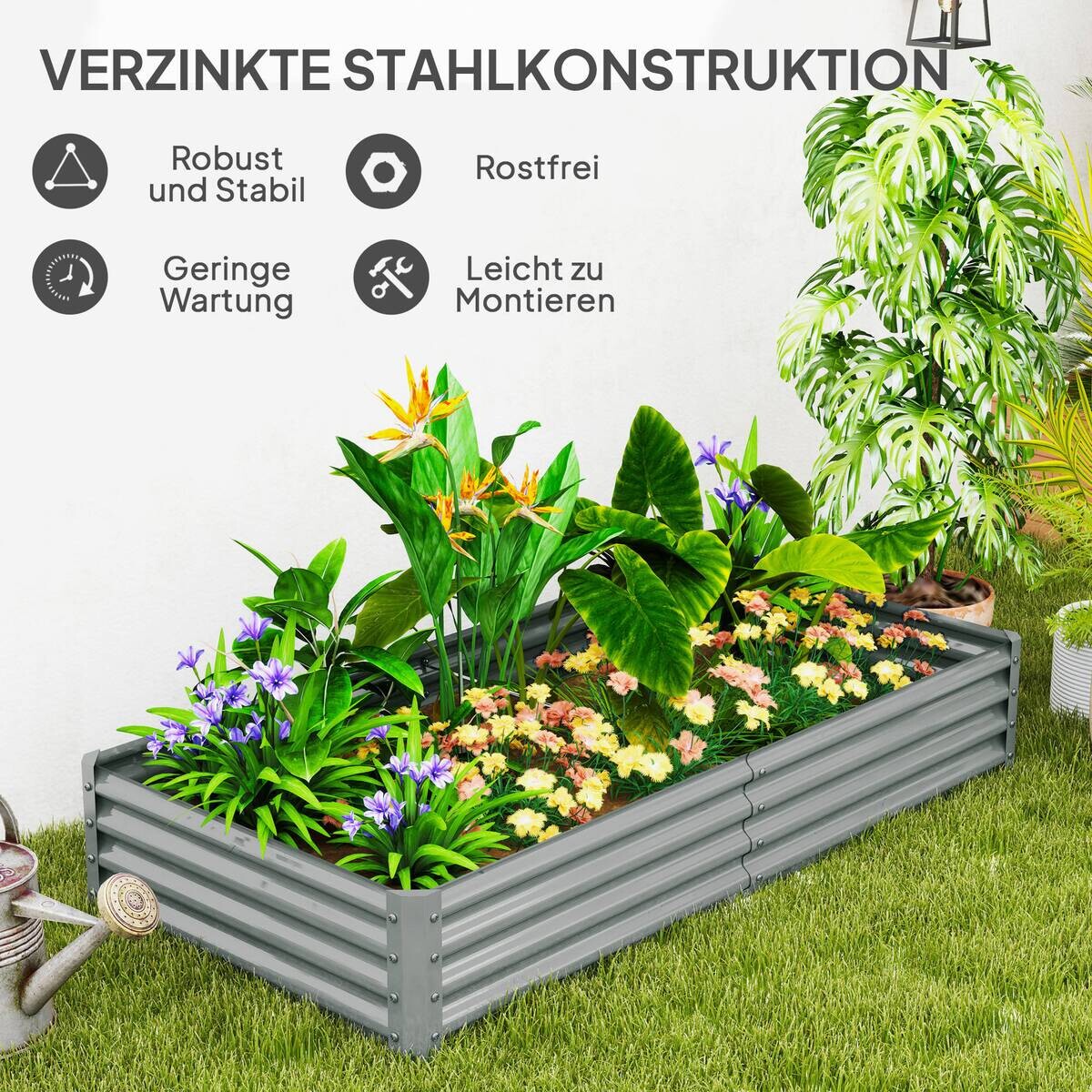 Outsunny Hochbeet silber Stahl B/H/L: ca. 90x30x180 cm