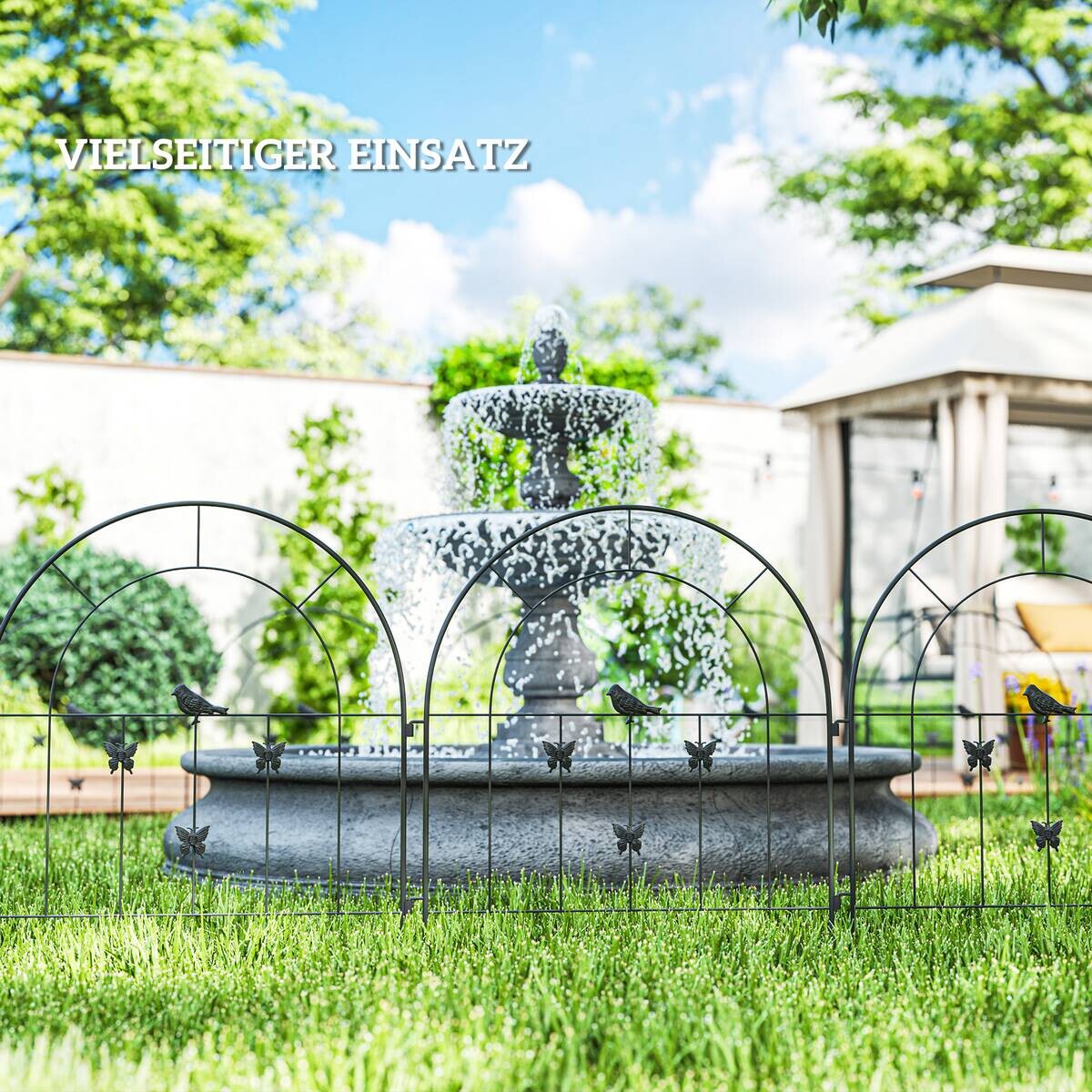 Outsunny Gartenzaun schwarz Stahl B/H/L: ca. 1x70x300 cm