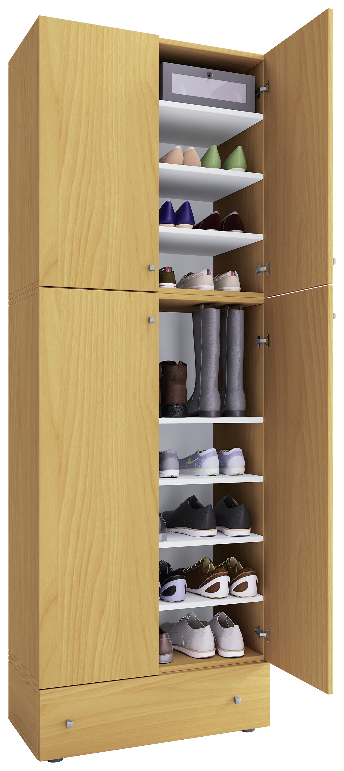 Schuhschrank Lona buche Nachbildung weiß B/H/T: ca. 70x200x39 cm