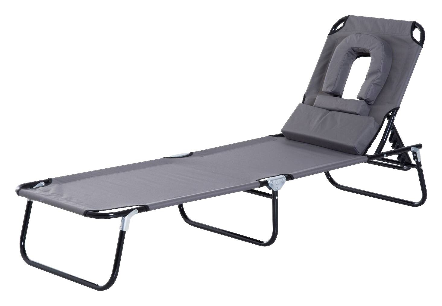 Outsunny Gartenliege grau Metall B/H/L: ca. 56x28x190 cm