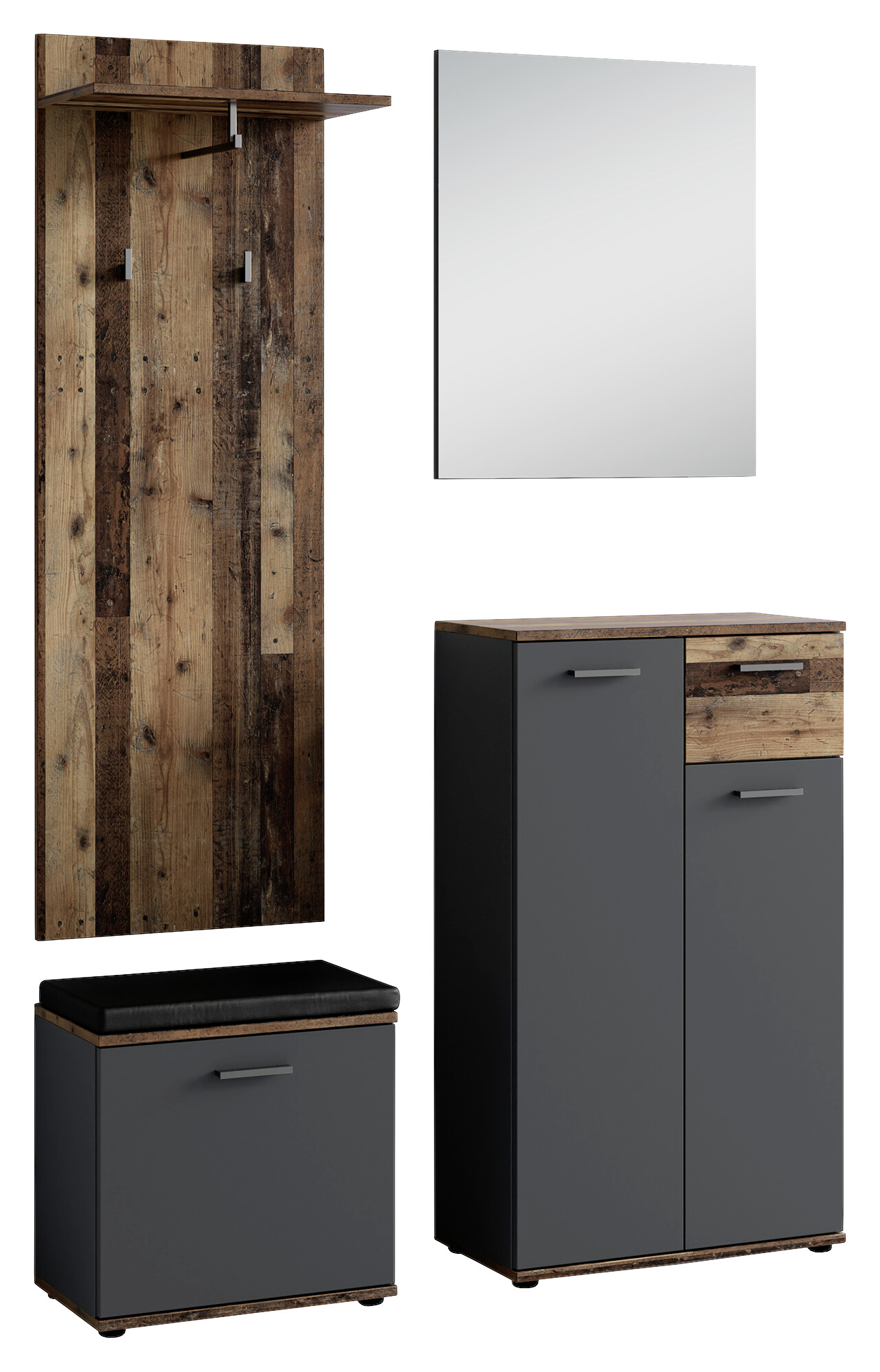 Garderobenset JAKOB Set 4-tlg. anthrazit