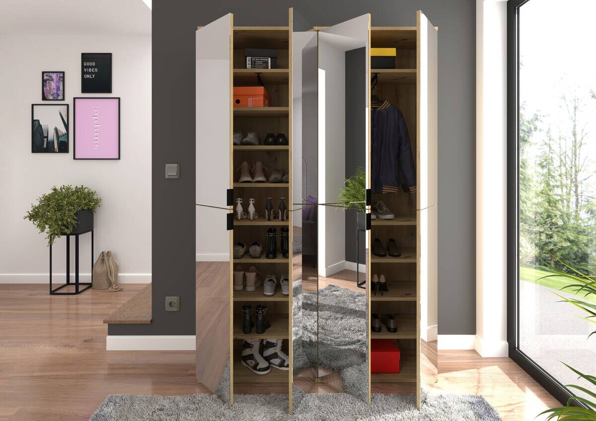 Garderobe PROJEKT Eiche Artisan Nachbildung Spiegel B/H/T: ca. 122x193x34 cm Garderobe PROJEKT Eiche Artisan Nachbildung Spiegel B/H/T: ca. 122x193x34 cm