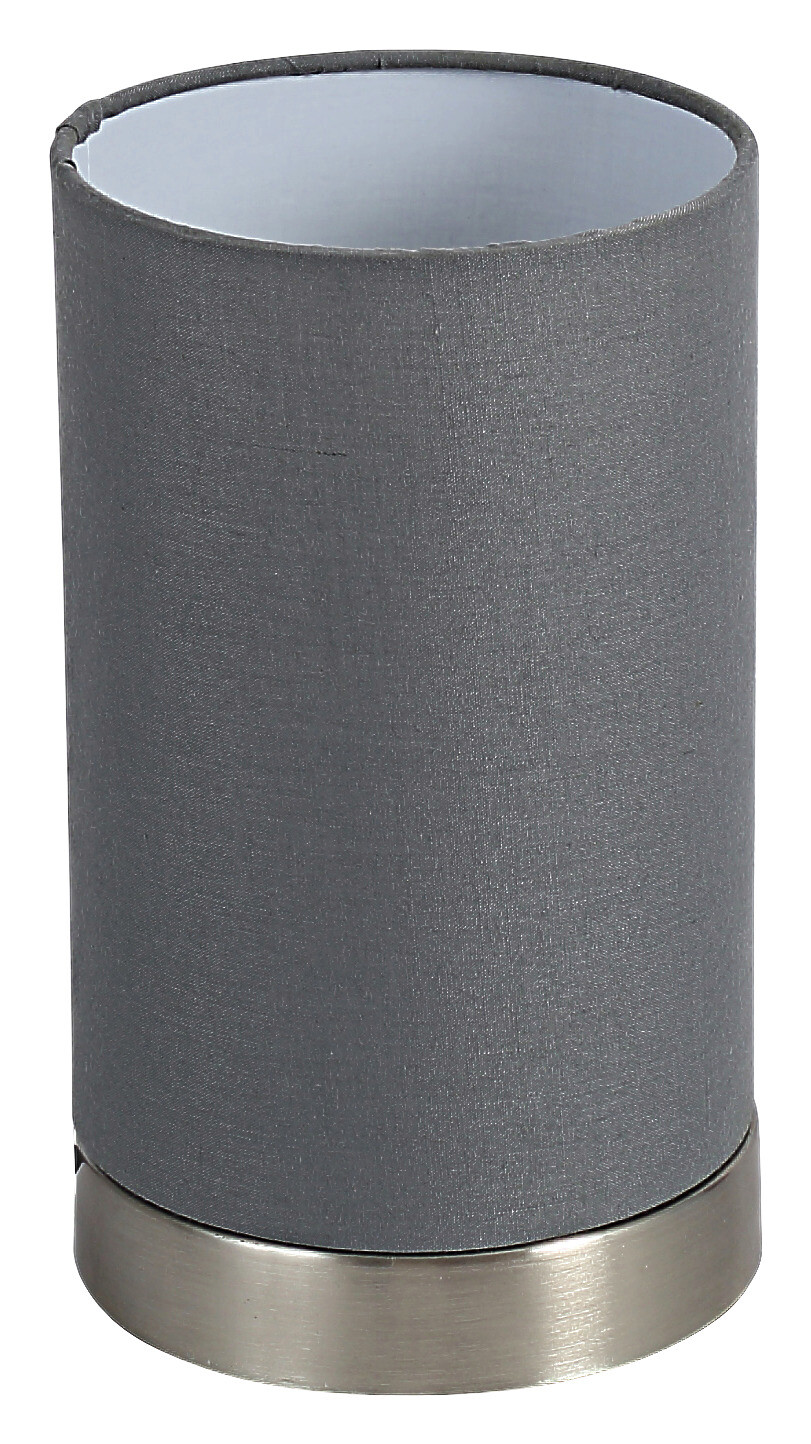 POCOline Tischleuchte Robin grau nickel matt Stoff Metall H/D: ca. 20x12 cm E14 1 Brennstellen