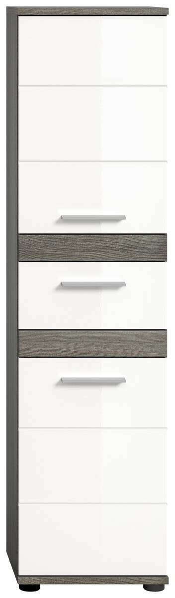 Badkommode BLAKE Rauchsilber Nachbildung weiß Hochglanz B/H/T: ca. 35x137x31 cm