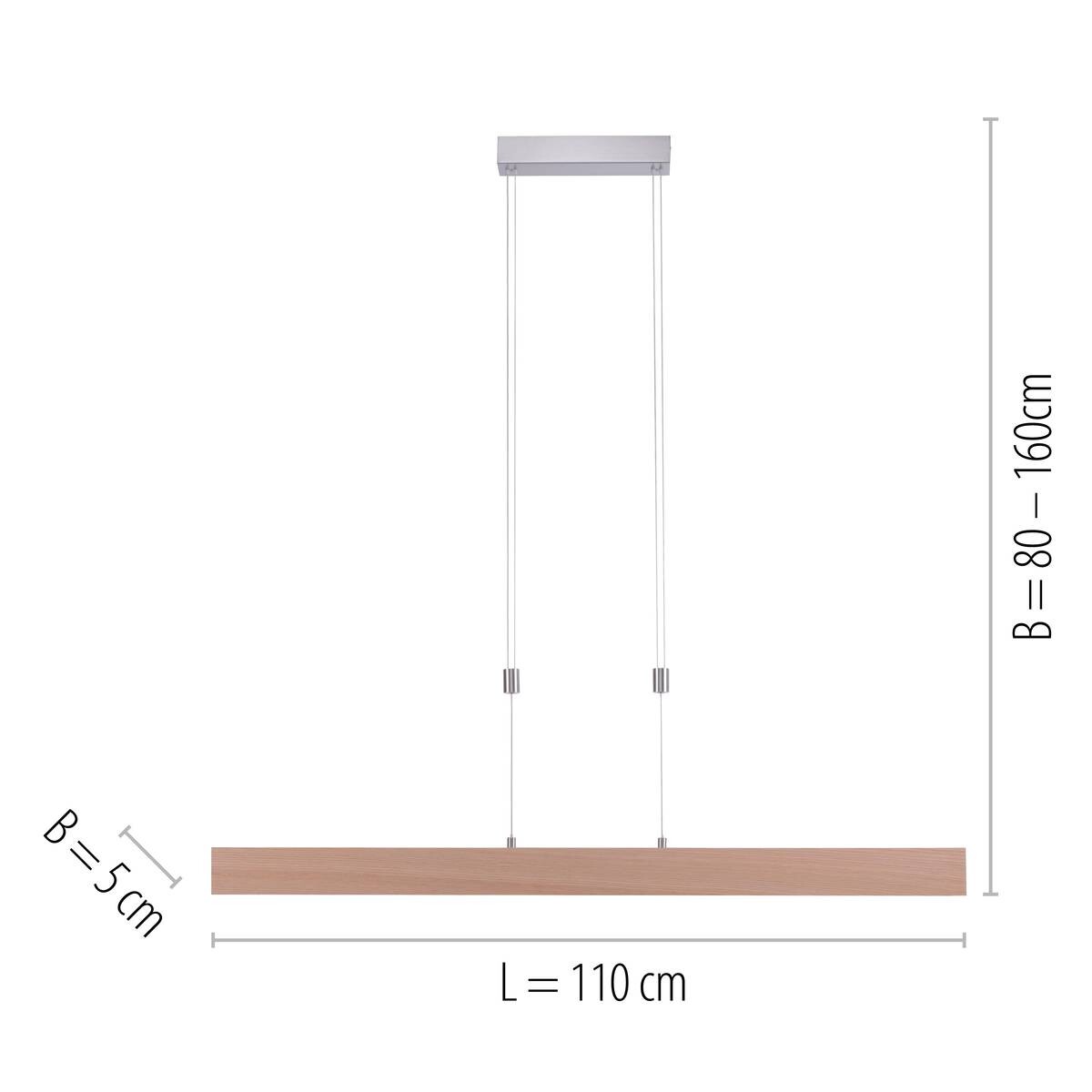 Just Light LED-Pendelleuchte AMANDA 11420-78 natur Aluminium B/H/T: ca. 110x160x5 cm 1.0 Brennstellen