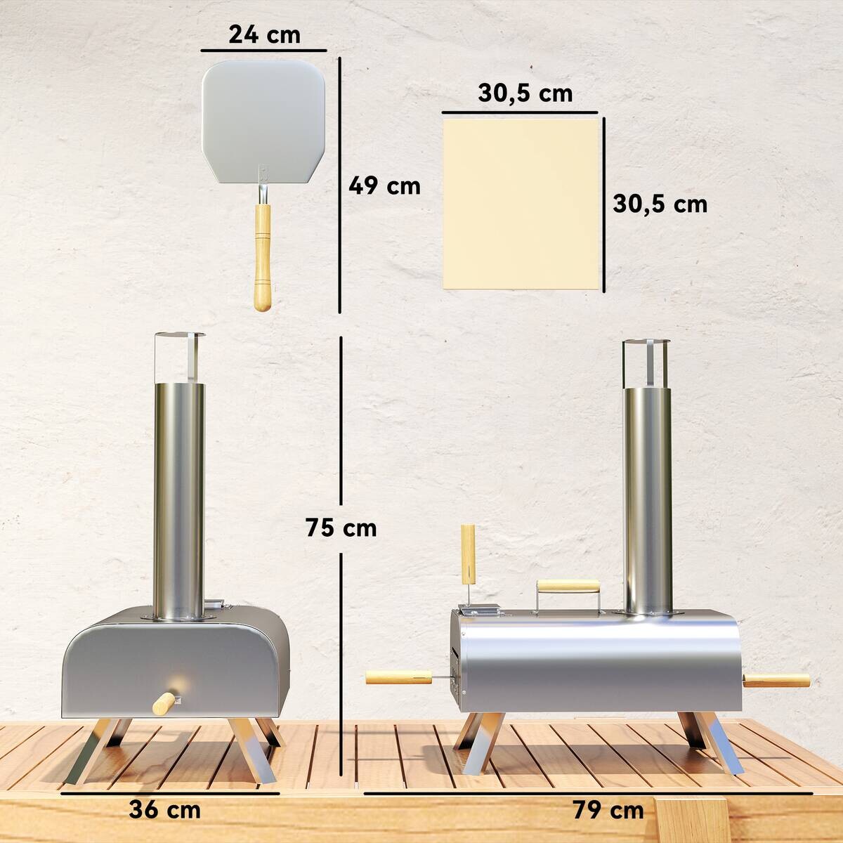 Outsunny Pizzaofen Edelstahl B/H/L: ca. 36x75x79 cm