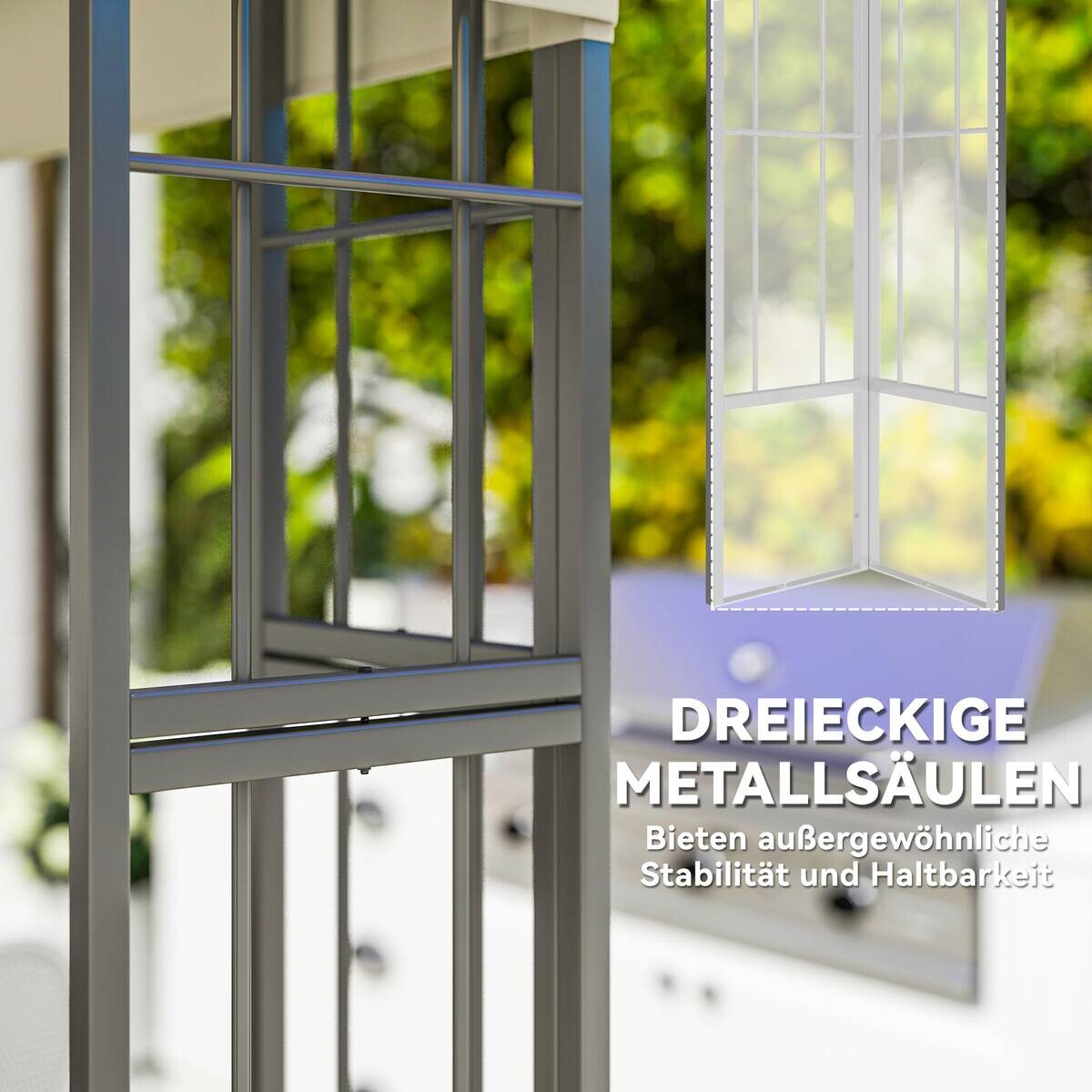 Outsunny Pavillon cremeweiß Metall B/H/L: ca. 298x279x298 cm