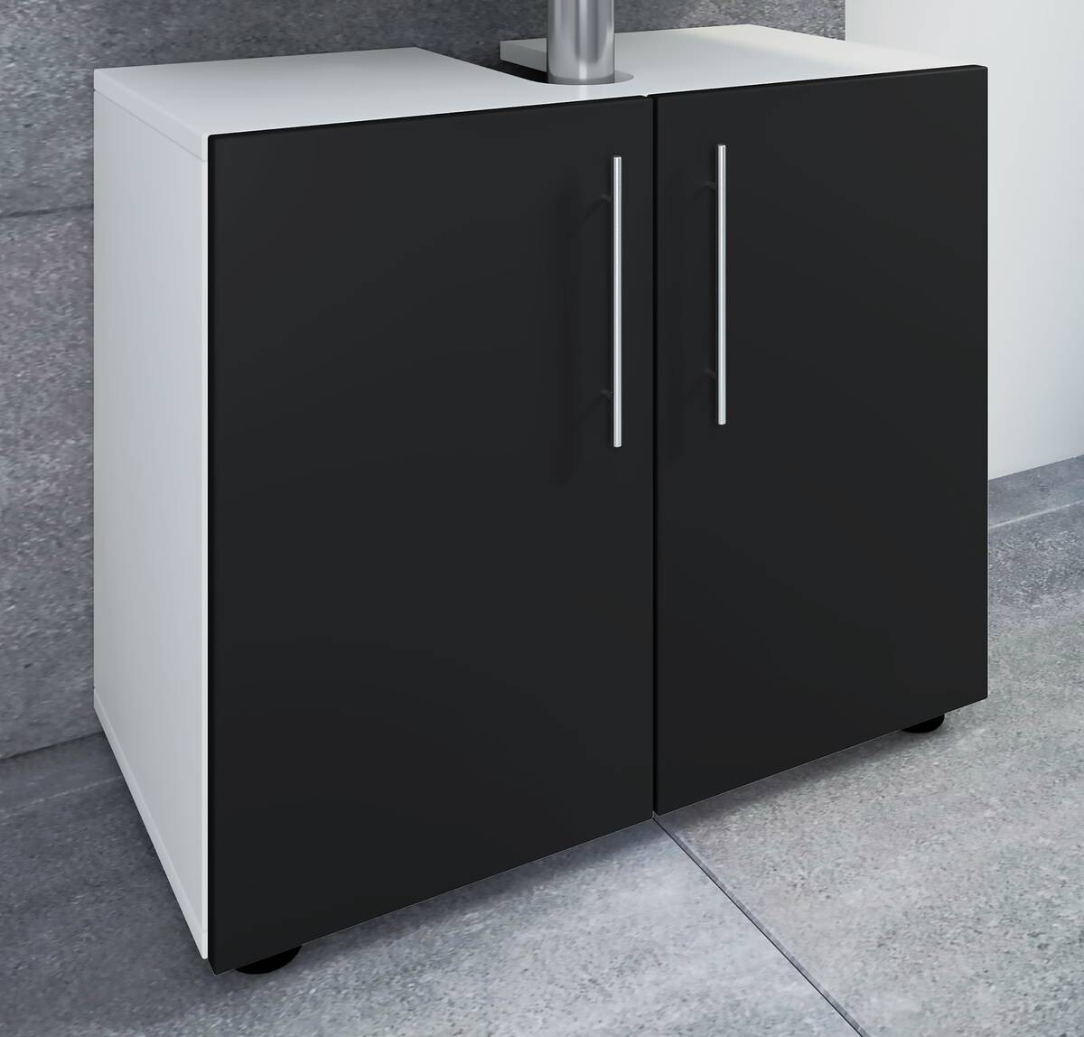 Unterschrank Flandu weiß schwarz B/H/T: ca. 60x51x30 cm