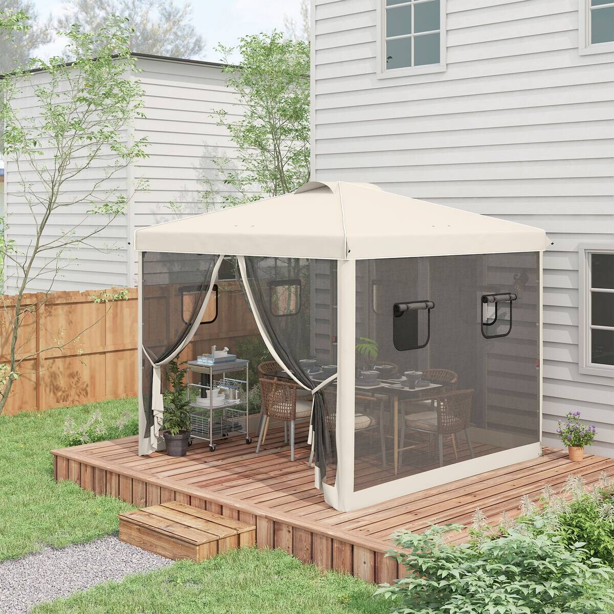 Outsunny Pavillon beige Polypropylen B/H/L: ca. 297x297x287 cm