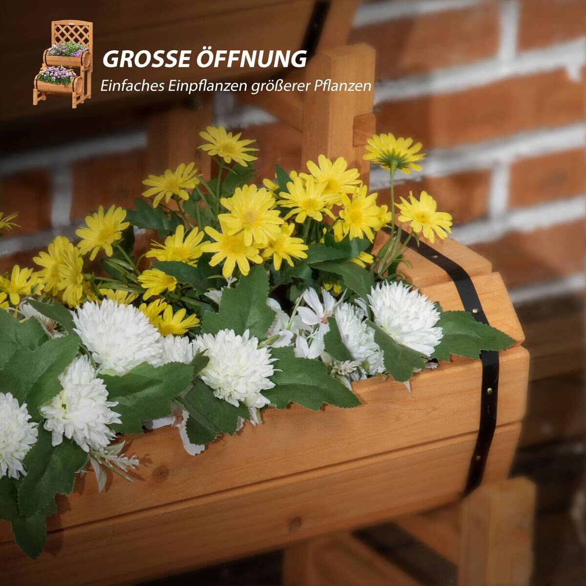 Outsunny Blumenkasten mit Rankgitter